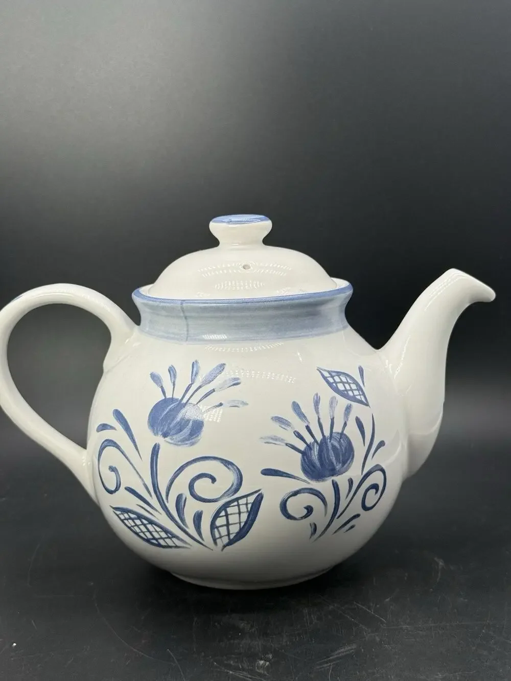 Corelle Coordinates Stoneware Oceanview Teapot Coffee Pot Blue Flower Pattern